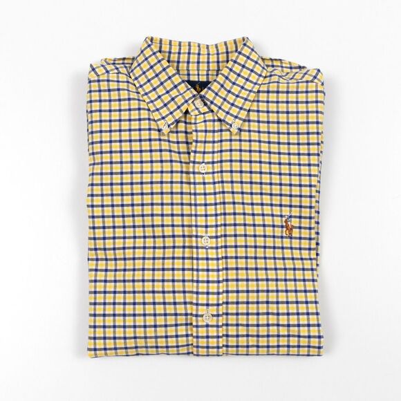 Polo Ralph Lauren Yellow Blue Plaid Oxford Button Down Shirt Size Small - Picture 10 of 10